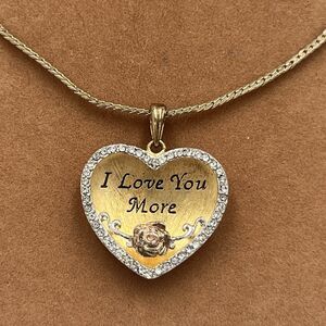 ROSS SIMON 18 K PLATED STERLING SILVER I Love You More HEART PENDANT Necklace